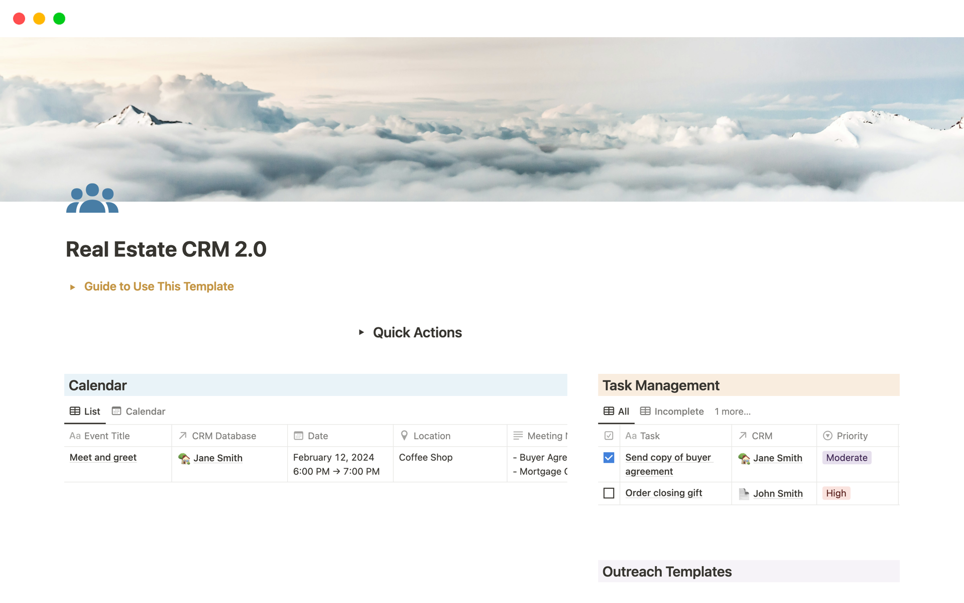 A template preview for Real Estate CRM 2.0