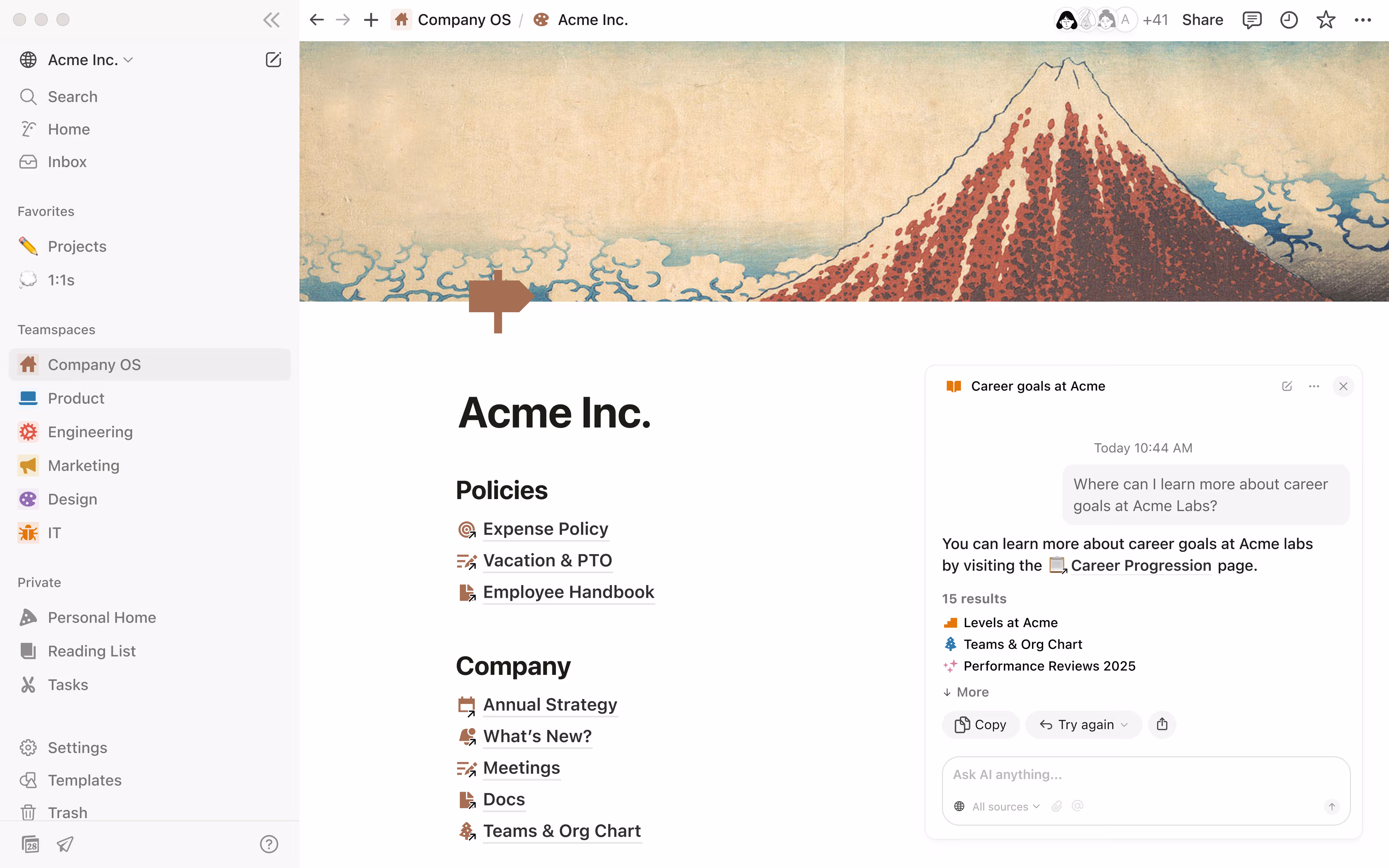 Connected workspace